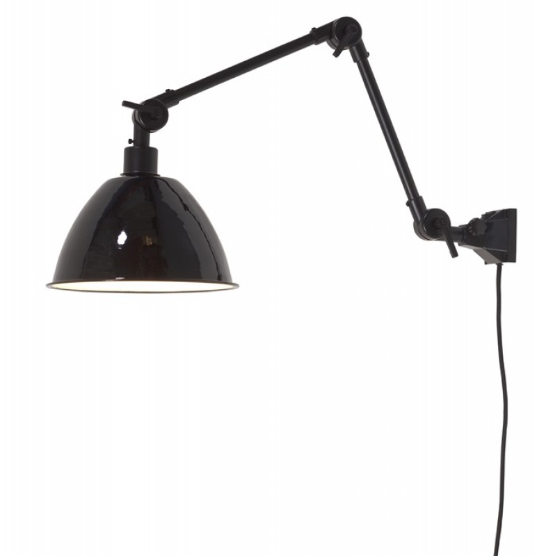 WALL LAMP WITH BLACK METAL SHADE DOUBLE ARM   - WALL LAMPS